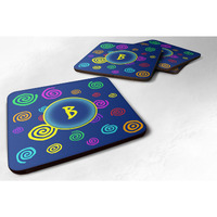 "Caroline's Treasures CJ1011-BFC Monogram-Blue Swirls Foam Coasters (Set of 4), Initial Letter B, 3.5"" H x 3.5"" W, Multicolor"