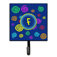"Caroline's Treasures CJ1011-FSH4 Letter F Initial Monogram-Blue Swirls Leash Holder or Key Hook, Small, Multicolor"