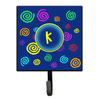 "Caroline's Treasures CJ1011-KSH4 Letter K Initial Monogram-Blue Swirls Leash Holder or Key Hook, Small, Multicolor"