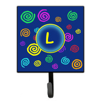 "Caroline's Treasures CJ1011-LSH4 Letter L Initial Monogram-Blue Swirls Leash Holder or Key Hook, Small, Multicolor"