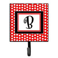 "Caroline's Treasures CJ1012-BSH4 Letter B Initial Monogram-Red Black Polka Dots Leash Holder or Key Hook, Small, Multicolor"