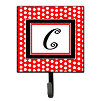 "Caroline's Treasures CJ1012-CSH4 Letter C Initial Monogram-Red Black Polka Dots Leash Holder or Key Hook, Small, Multicolor"