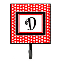 "Caroline's Treasures CJ1012-DSH4 Letter D Initial Monogram-Red Black Polka Dots Leash Holder or Key Hook, Small, Multicolor"