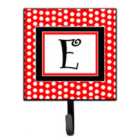 "Caroline's Treasures CJ1012-ESH4 Letter E Initial Monogram-Red Black Polka Dots Leash Holder or Key Hook, Small, Multicolor"