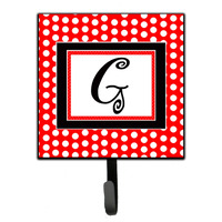"Caroline's Treasures CJ1012-GSH4 Letter G Initial Monogram-Red Black Polka Dots Leash Holder or Key Hook, Small, Multicolor"