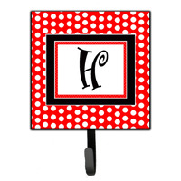 "Caroline's Treasures CJ1012-HSH4 Letter H Initial Monogram-Red Black Polka Dots Leash Holder or Key Hook, Small, Multicolor"