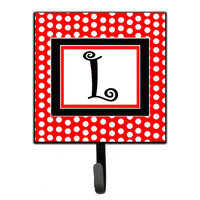 "Caroline's Treasures CJ1012-LSH4 Letter L Initial Monogram-Red Black Polka Dots Leash Holder or Key Hook, Small, Multicolor"