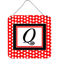 "Caroline's Treasures Letter Q Initial with Red Black Polka Dots Wall or Door Hanging Prints, 6 x 6"", Multicolor"