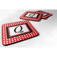 "Caroline's Treasures CJ1012-QFC Monogram-Red Black Polka Dots Foam Coasters (Set of 4), Initial Letter Q, 3.5"" H x 3.5"" W, Multicolor"