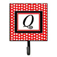 "Caroline's Treasures CJ1012-QSH4 Letter Q Initial Monogram-Red Black Polka Dots Leash Holder or Key Hook, Small, Multicolor"