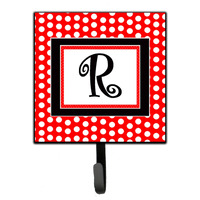 "Caroline's Treasures CJ1012-RSH4 Letter R Initial Monogram-Red Black Polka Dots Leash Holder or Key Hook, Small, Multicolor"