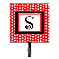 "Caroline's Treasures CJ1012-SSH4 Letter S Initial Monogram-Red Black Polka Dots Leash Holder or Key Hook, Small, Multicolor"