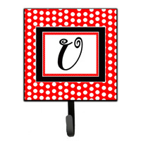"Caroline's Treasures CJ1012-USH4 Letter U Initial Monogram-Red Black Polka Dots Leash Holder or Key Hook, Small, Multicolor"