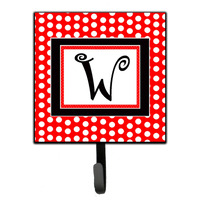 "Caroline's Treasures CJ1012-WSH4 Letter W Initial Monogram-Red Black Polka Dots Leash Holder or Key Hook, Small, Multicolor"
