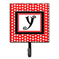 "Caroline's Treasures CJ1012-YSH4 Letter Y Initial Monogram-Red Black Polka Dots Leash Holder or Key Hook, Small, Multicolor"