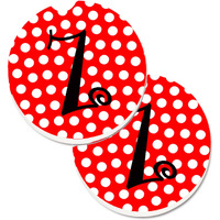"Caroline's Treasures Monogram - Initial Z Red black Polka Dots Set of 2 Cup Holder Car Coasters CJ1012-ZCARC, 2.56, Multicolor"