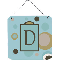 "Caroline's Treasures Letter D Initial with Monogram-Blue Dots Wall or Door Hanging Prints, 6 x 6"", Multicolor"