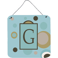 "Caroline's Treasures Letter G Initial with Monogram-Blue Dots Wall or Door Hanging Prints, 6 x 6"", Multicolor"