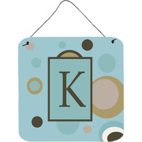 "Caroline's Treasures Letter K Initial with Monogram-Blue Dots Wall or Door Hanging Prints, 6 x 6"", Multicolor"