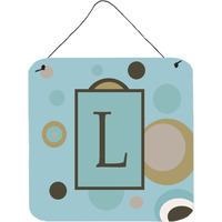 "Caroline's Treasures Letter L Initial with Monogram-Blue Dots Wall or Door Hanging Prints, 6 x 6"", Multicolor"