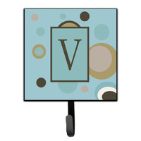 "Caroline's Treasures CJ1013-VSH4 Letter V Initial Monogram-Blue Dots Leash Holder or Key Hook, Small, Multicolor"