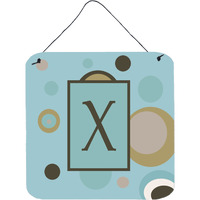 "Caroline's Treasures Letter X Initial with Monogram-Blue Dots Wall or Door Hanging Prints, 6 x 6"", Multicolor"