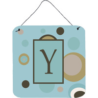 "Caroline's Treasures Letter Y Initial with Monogram-Blue Dots Wall or Door Hanging Prints, 6 x 6"", Multicolor"
