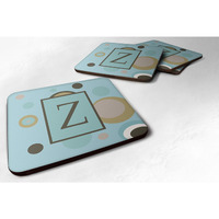 "Caroline's Treasures CJ1013-ZFC Monogram-Blue Dots Foam Coasters (Set of 4), Initial Letter Z, 3.5"" H x 3.5"" W, Multicolor"