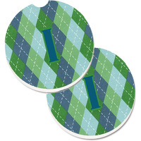 "Caroline's Treasures Monogram - Initial I Blue Argoyle Set of 2 Cup Holder Car Coasters CJ1020-ICARC, 2.56, Multicolor"