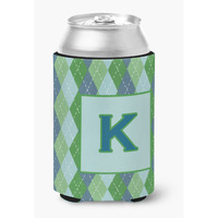 Letter K Initial Monogram - Blue Argoyle Can or Bottle Beverage Insulator Hugger