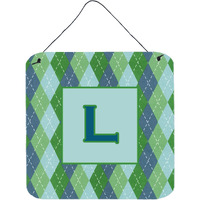 "Caroline's Treasures Letter L Initial with Monogram-Blue Argyle Wall or Door Hanging Prints, 6 x 6"", Multicolor"