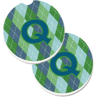 "Caroline's Treasures Initial Q Monogram - Blue Argoyle Set of 2 Cup Holder Car Coasters CJ1020-QCARC, 2.56, Multicolor"