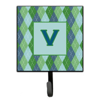 "Caroline's Treasures CJ1020-VSH4 Letter V Initial Monogram-Blue Argoyle Leash Holder or Key Hook, Small, Multicolor"
