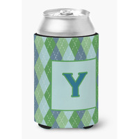 Letter Y Initial Monogram - Blue Argoyle Can or Bottle Beverage Insulator Hugger
