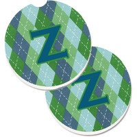 "Caroline's Treasures Initial Z Monogram - Blue Argoyle Set of 2 Cup Holder Car Coasters CJ1020-ZCARC, 2.56, Multicolor"