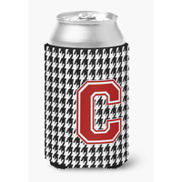 Monogram - Houndstooth Can or Bottle Beverage Insulator Hugger Initial C