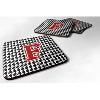 "Caroline's Treasures CJ1021-FFC Monogram-Houndstooth Foam Coasters (Set of 4), Initial F, 3.5"" H x 3.5"" W, Multicolor"