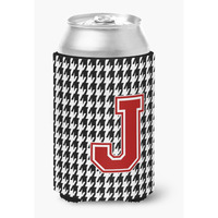 Monogram - Houndstooth Can or Bottle Beverage Insulator Hugger Initial J