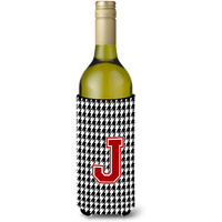 Monogram - Houndstooth  Initial  J Wine Bottle Beverage Insulator Beverage Insulator Hugger
