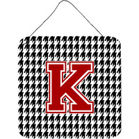 "Caroline's Treasures Monogram-Initial K Houndstooth Wall or Door Hanging Prints, 6 x 6"", Multicolor"
