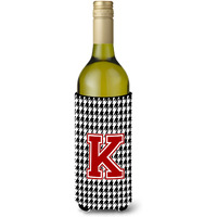 Monogram - Houndstooth  Initial  K Wine Bottle Beverage Insulator Beverage Insulator Hugger