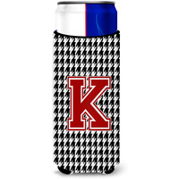 Monogram - Houndstooth  Letter K Ultra Beverage Insulators for slim cans CJ1021-KMUK