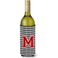 Monogram - Houndstooth  Initial  M Wine Bottle Beverage Insulator Beverage Insulator Hugger