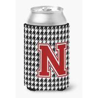 Monogram - Houndstooth Can or Bottle Beverage Insulator Hugger Initial N