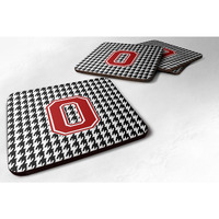 "Caroline's Treasures CJ1021-OFC Monogram-Houndstooth Foam Coasters (Set of 4), Initial O, 3.5"" H x 3.5"" W, Multicolor"