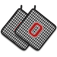 "Caroline's Treasures Letter O Monogram - Houndstooth black Pair of Pot Holders CJ1021-OPTHD, 7.5HX7.5W, Multicolor"