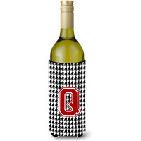 Monogram - Houndstooth  Initial  Q Wine Bottle Beverage Insulator Beverage Insulator Hugger