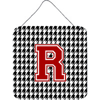 "Caroline's Treasures Monogram-Initial R Houndstooth Wall or Door Hanging Prints, 6 x 6"", Multicolor"