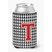 Monogram - Houndstooth Can or Bottle Beverage Insulator Hugger Initial T