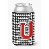 Monogram - Houndstooth Can or Bottle Beverage Insulator Hugger Initial U